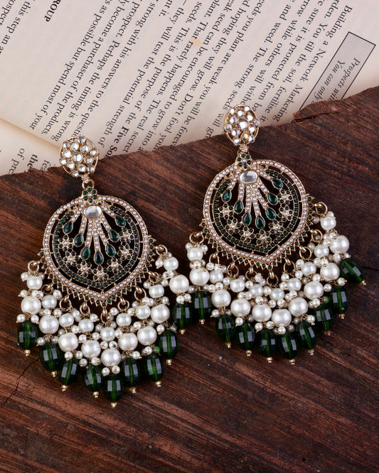 Emerald Green Ishmeet Designer Jadau Pakistani Chandbali