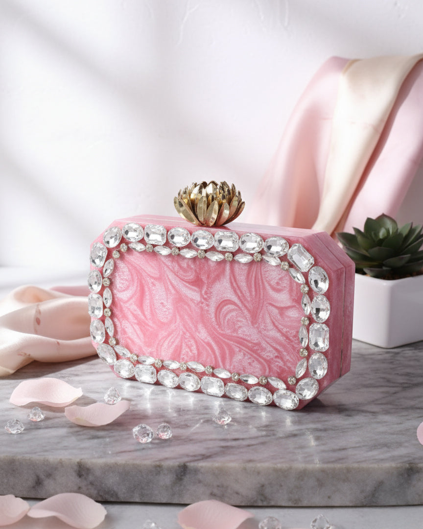 Blush Alexei Emblished Resin Clutch