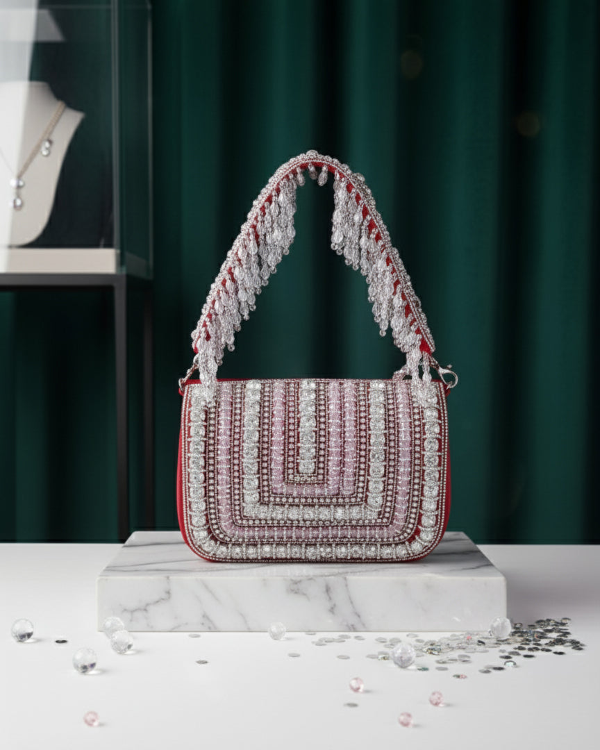 Diana Rhinestone Flap Clutch
