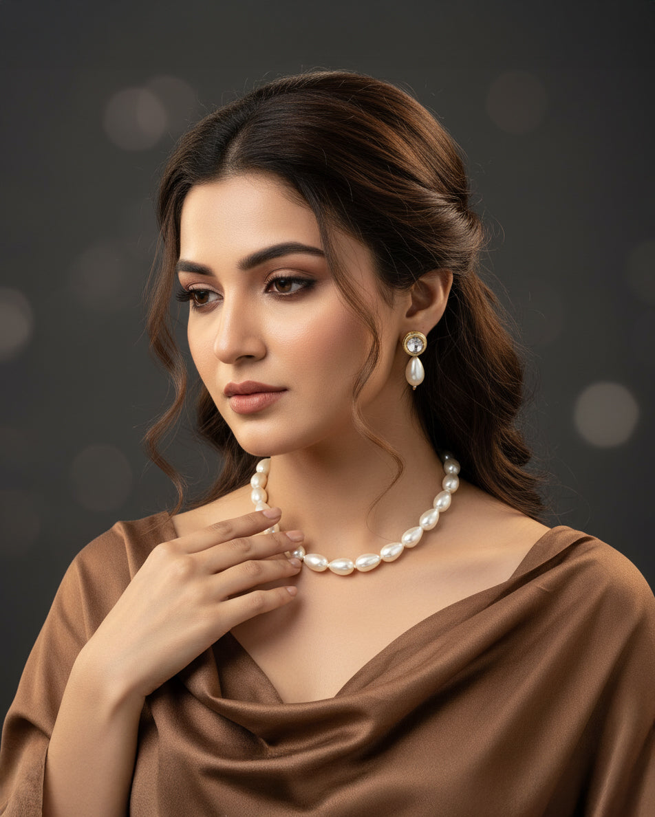 Tehmina Pearl Necklace With Earrings
