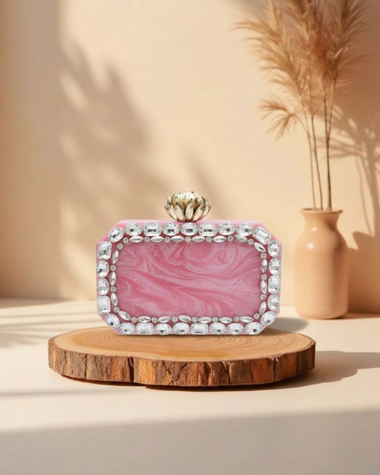 Blush Alexei Emblished Resin Clutch