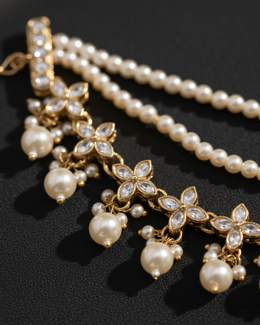 Ariva Kundan Kaan Chain Pair