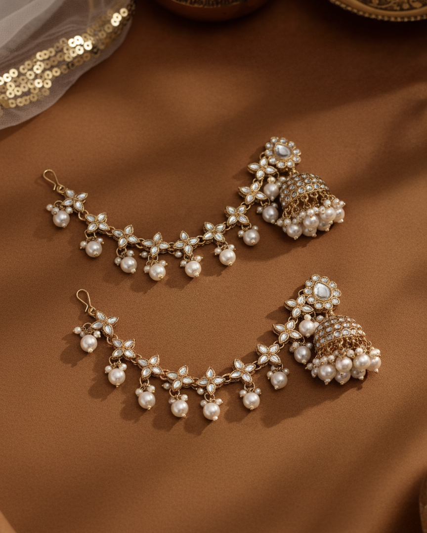 Aditi Bahubali Jhumki Earring with Kaan Chain