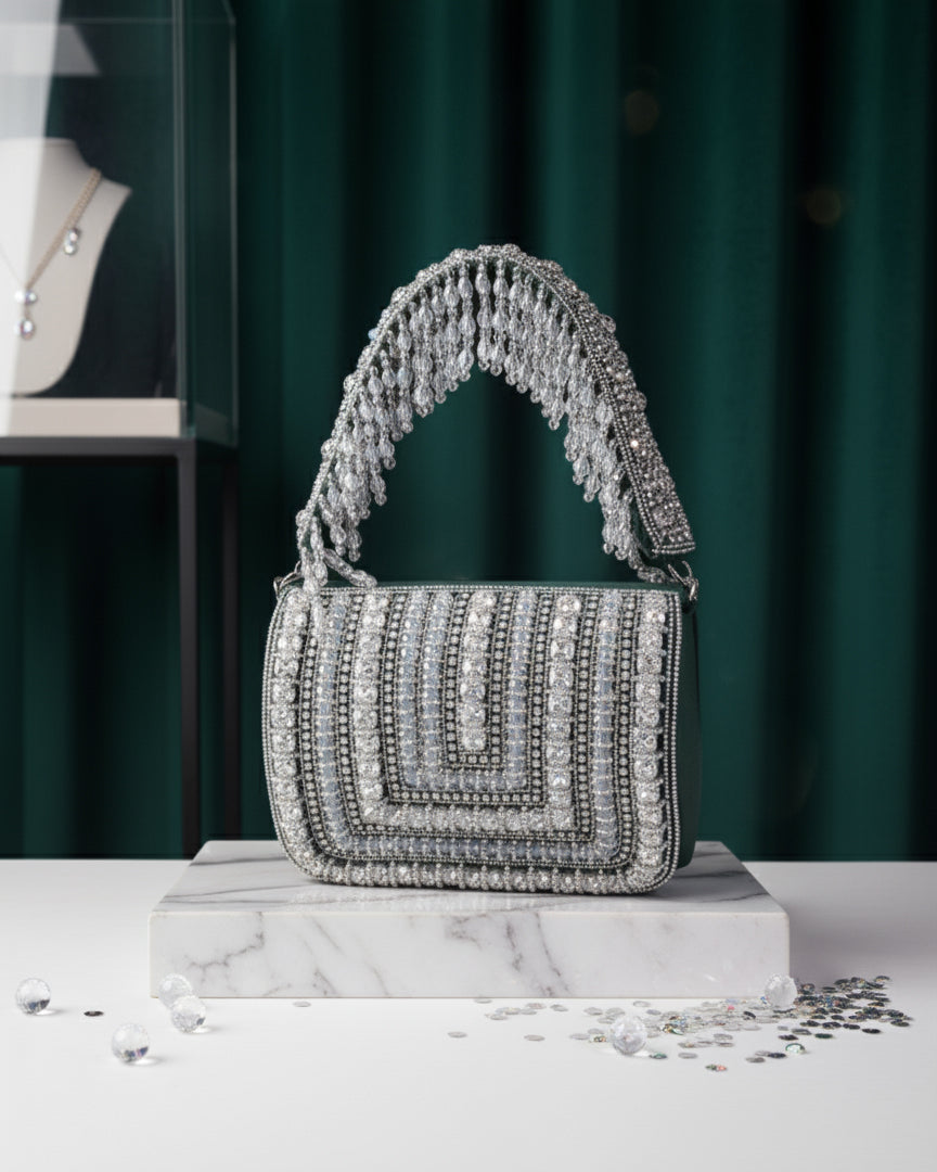 Diana Rhinestone Flap Clutch