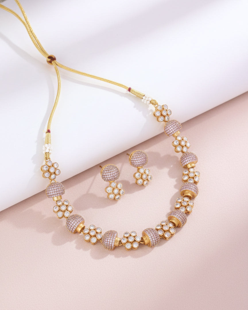 Lilac Irina Premium Polki Zircone Necklace