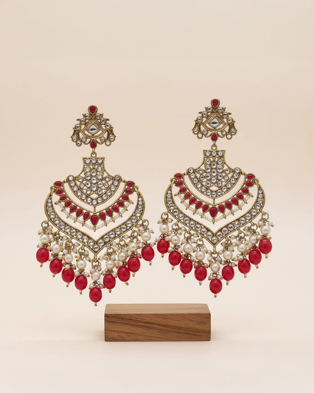 Red Barkha Chandbali