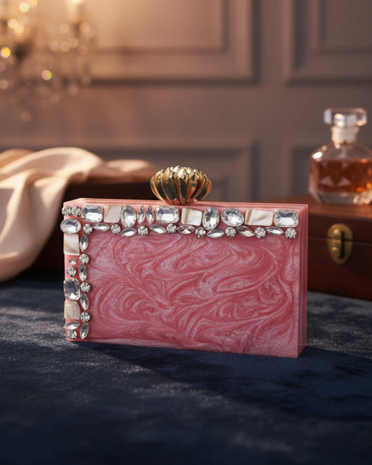 Blush Yulia Emblished Resin Clutch