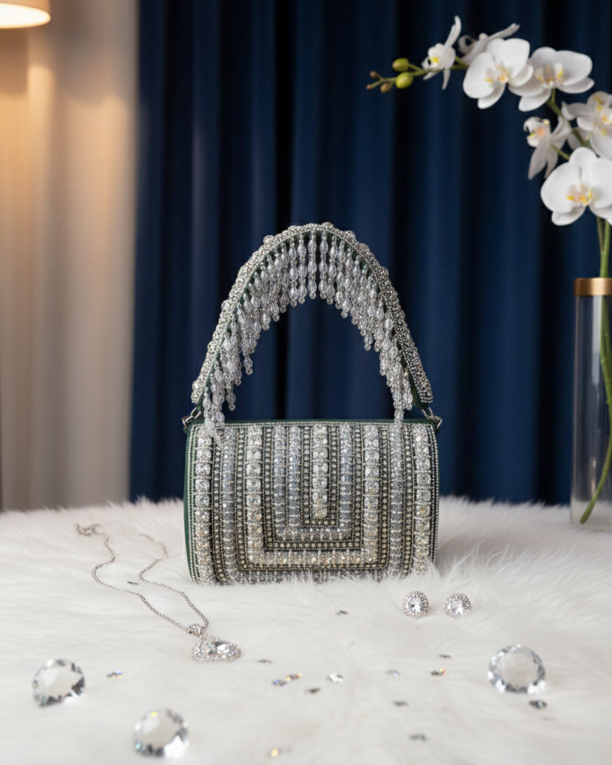 Diana Rhinestone Flap Clutch