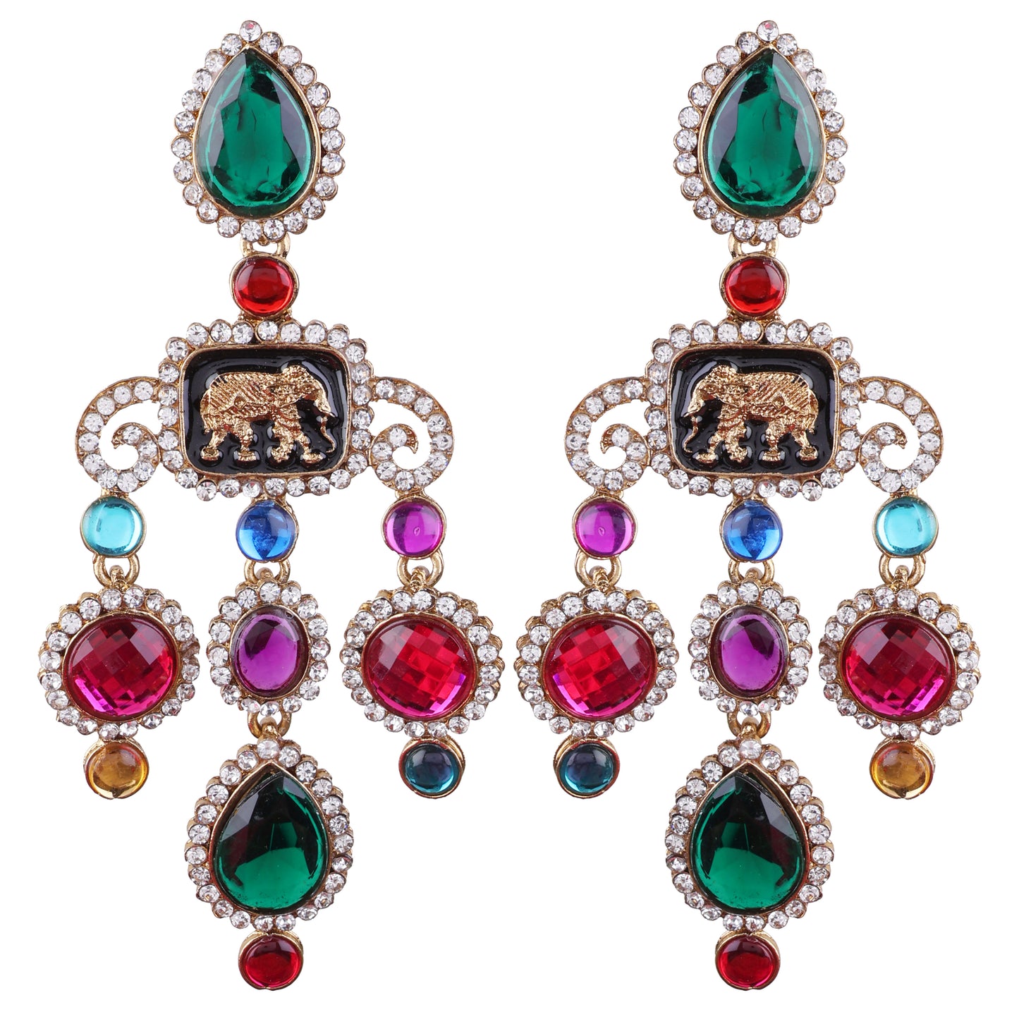 Green Pink Varsha Designer Earring