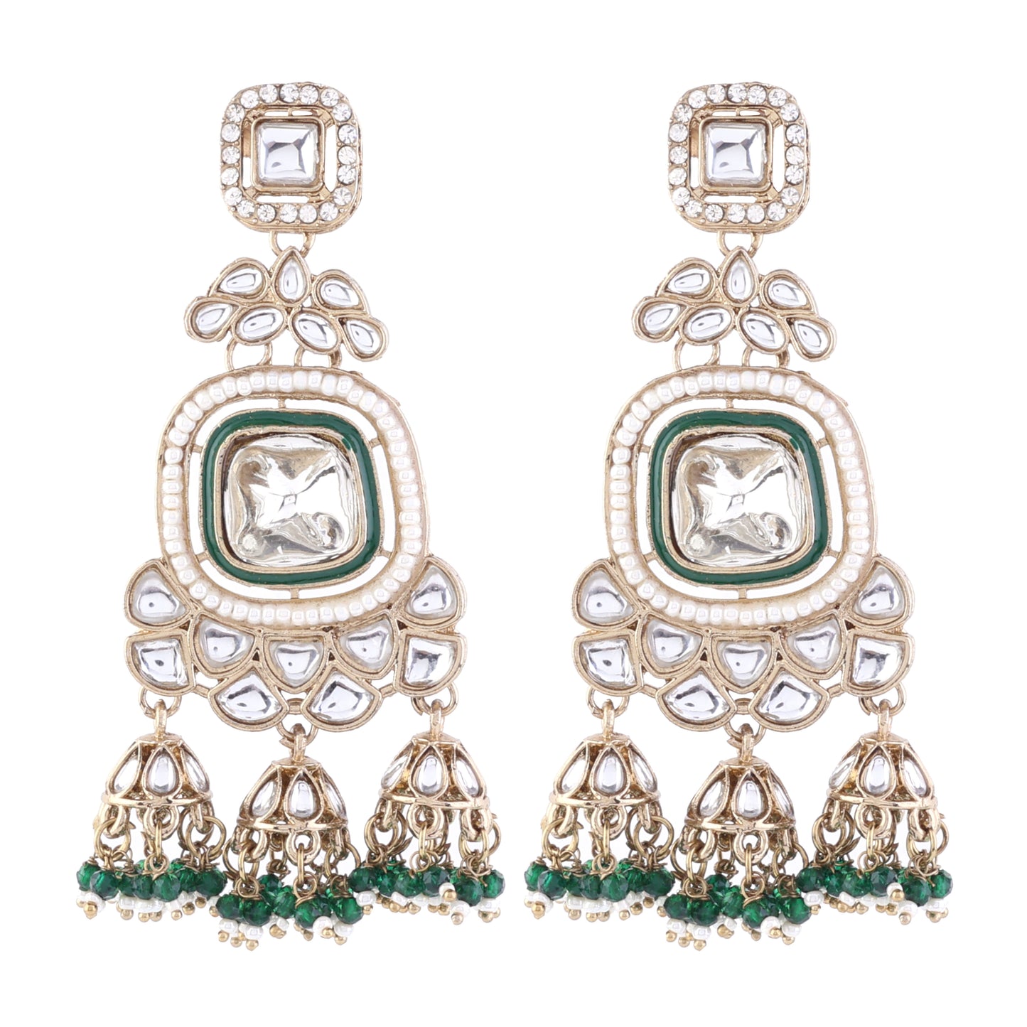 Green Anay Designer Earring with Jhumki Detailing