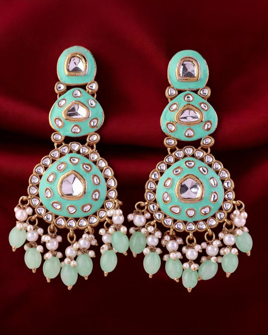 Mint Green Tisya Meenakari Chandbali