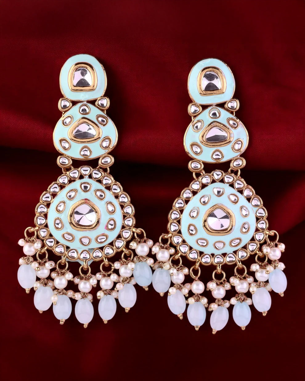 Turquoise Tisya Meenakari Chandbali