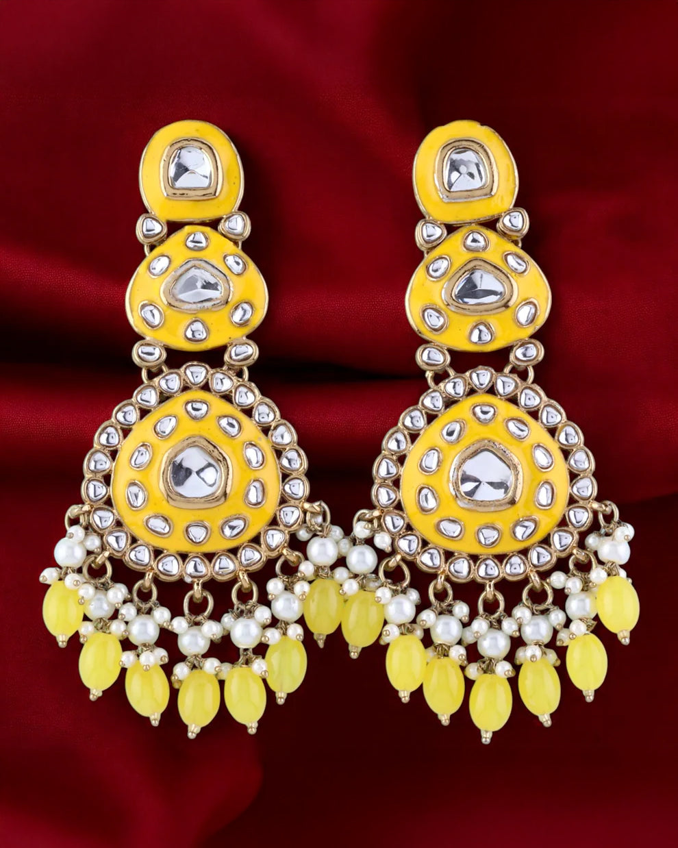 Yellow Tisya Meenakari Chandbali