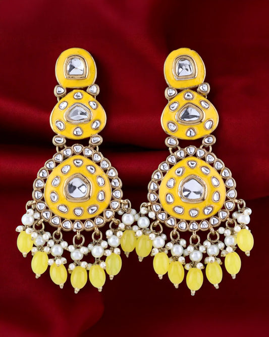 Yellow Tisya Meenakari Chandbali