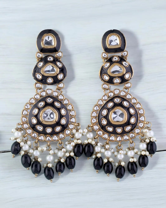 Black Tisya Meenakari Chandbali