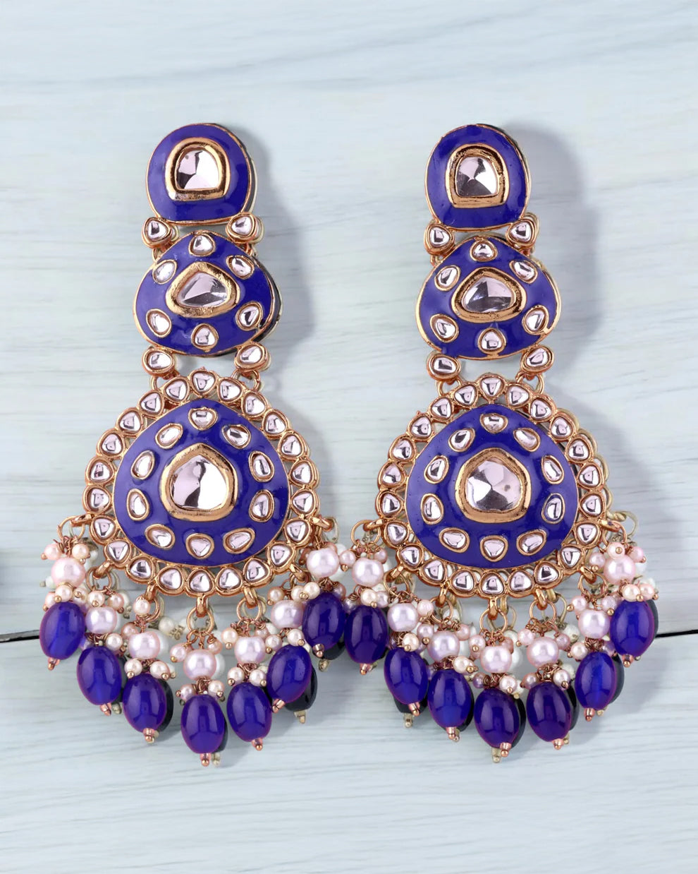 Blue Tisya Meenakari Chandbali