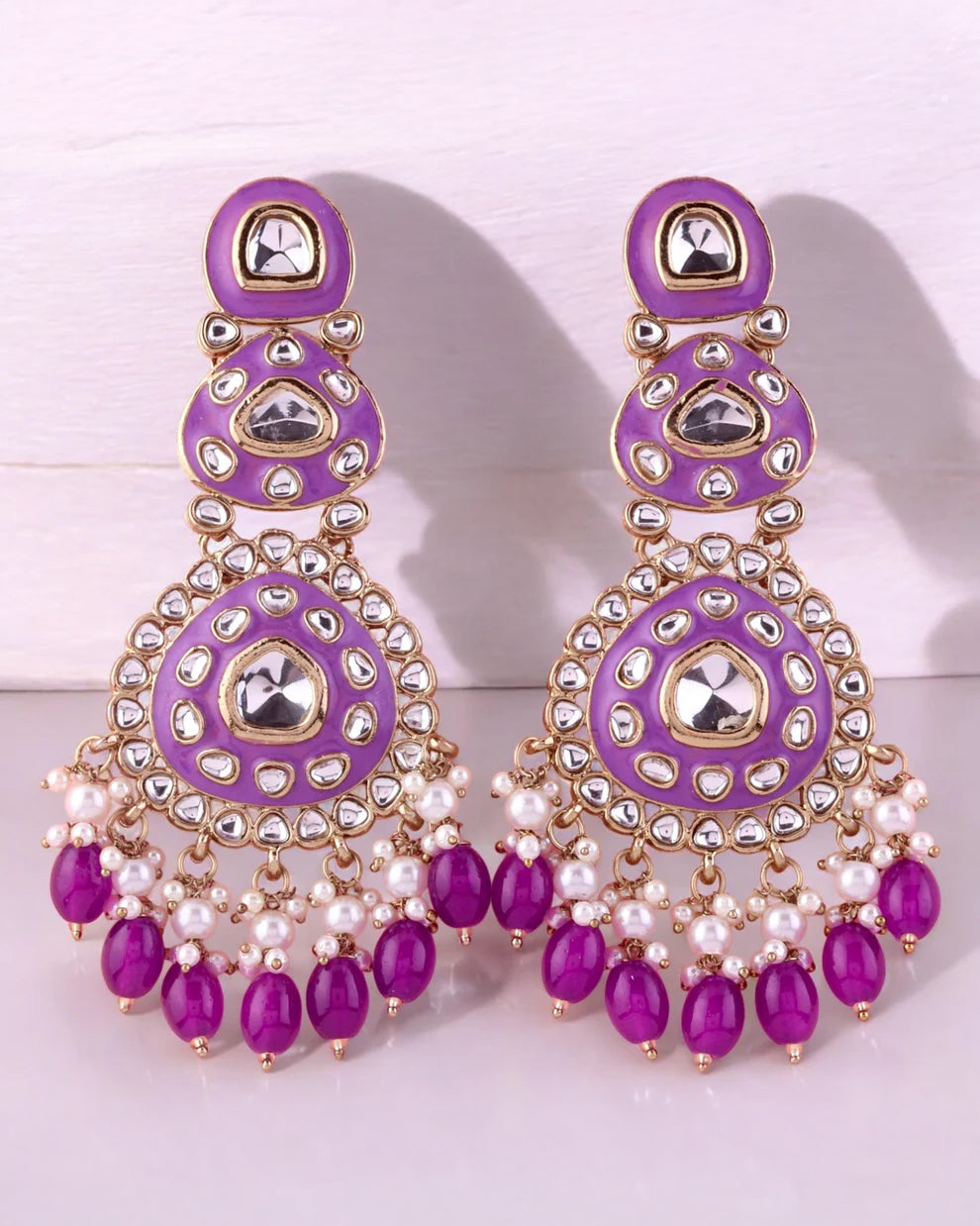 Purple Tisya Meenakari Chandbali