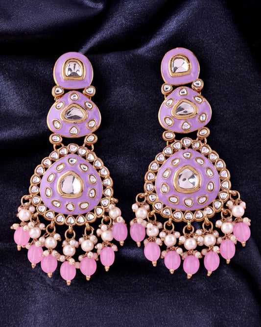 Lilac Tisya Meenakari Chandbali
