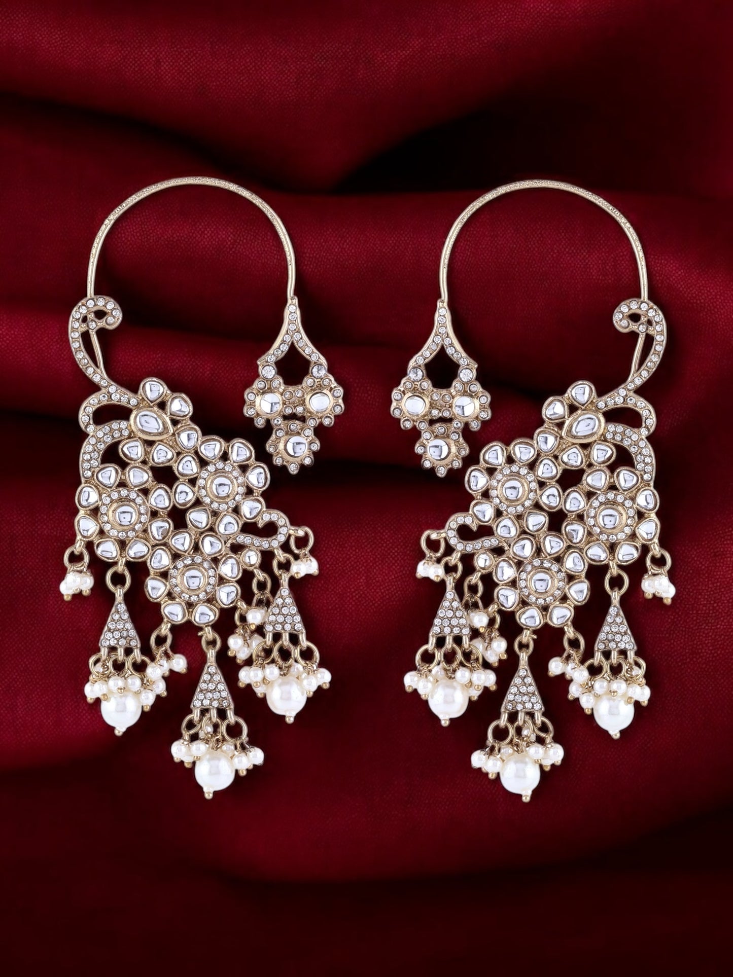 Sukhmeet Statement Designer Earring with Earcuff pattern