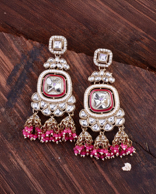 Pink Anay Designer Earring with Jhumki Detailing