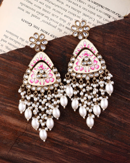 Ivory Vaidehi Meenkari Kundan Earring