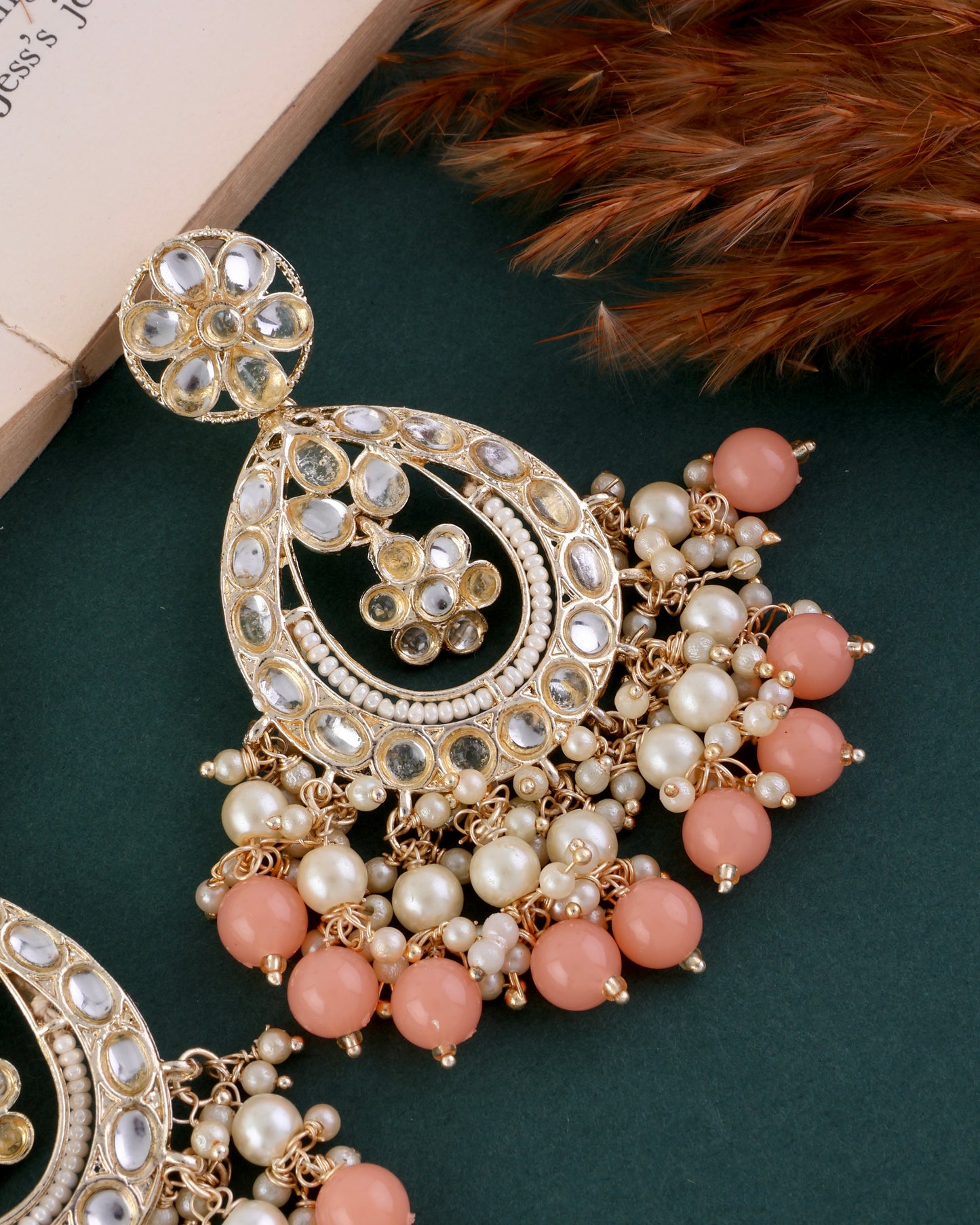 Peach Jiya Kundan Earring