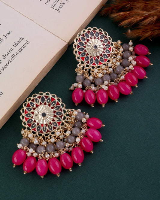 Dark Pink Grey Sukh Earring