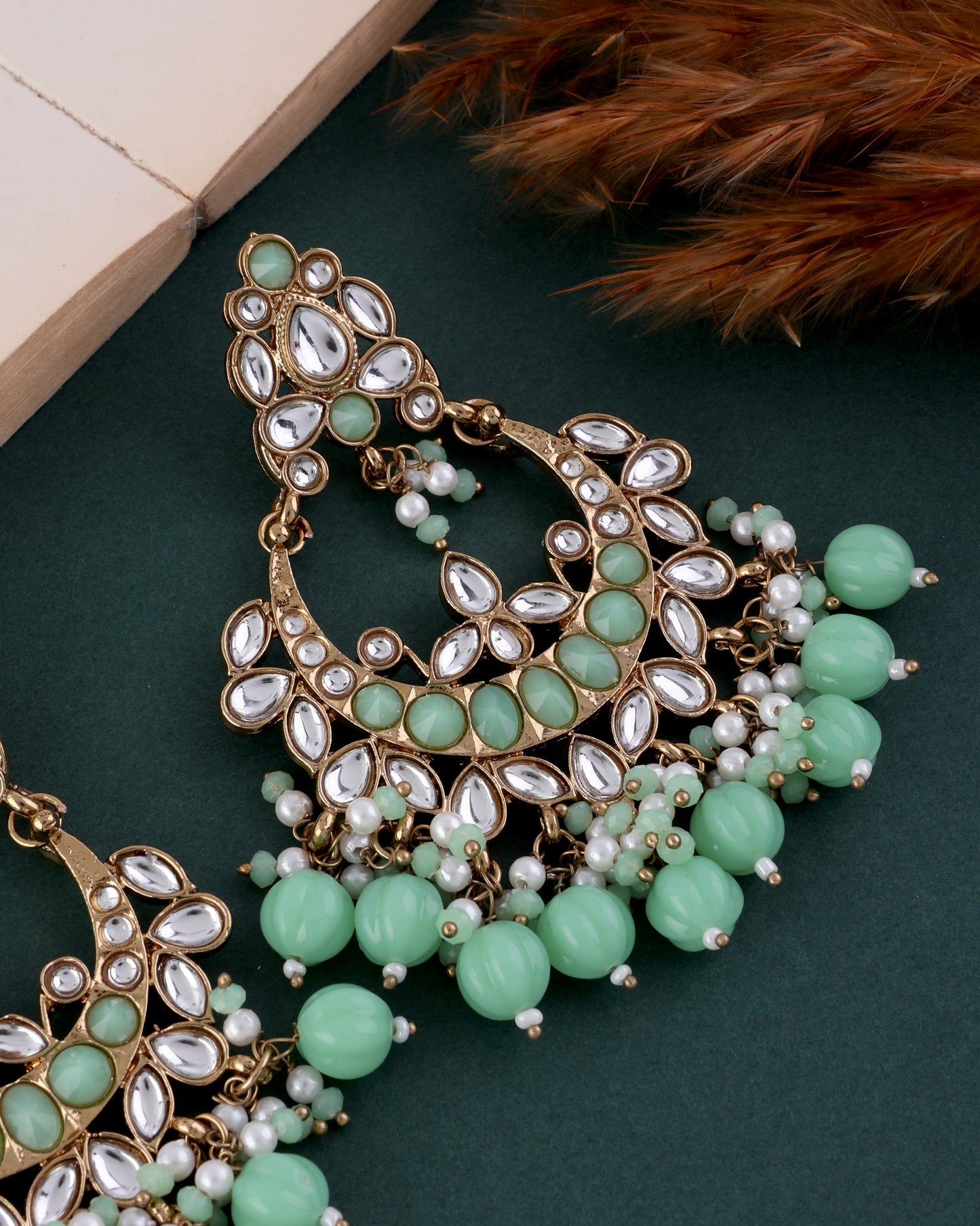 Mint Green Kimaya Chandbali