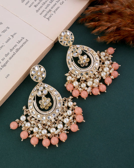 Peach Jiya Kundan Earring