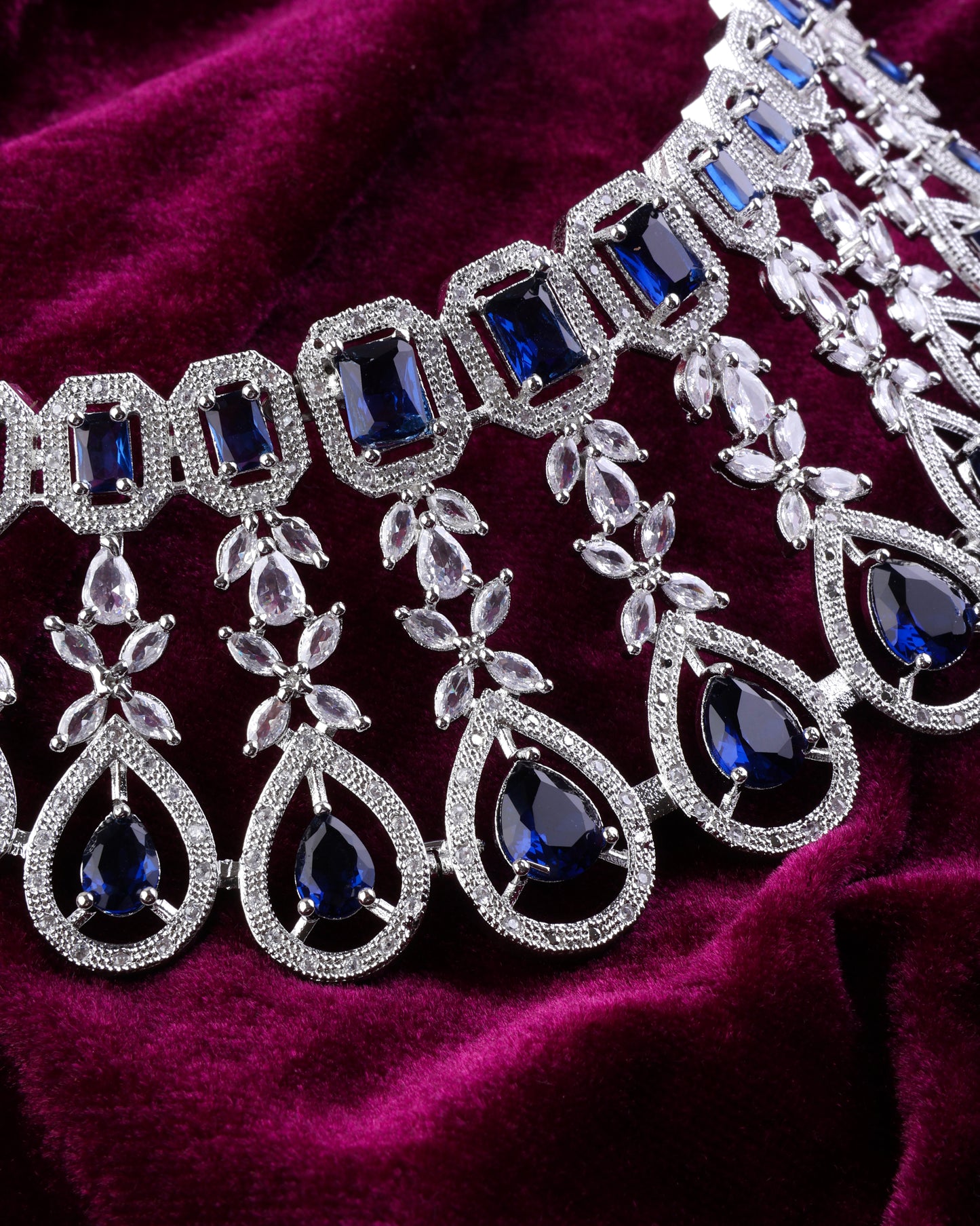 Blue Melissa American Diamond Necklace Set
