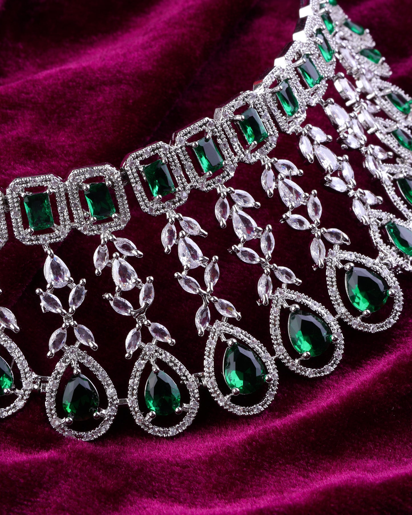 Emerald Melissa American Diamond Choker Set