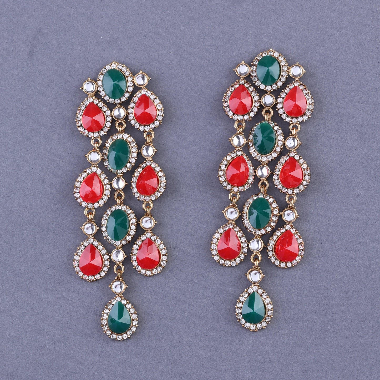 Red Green Tavleen Dangler Earring