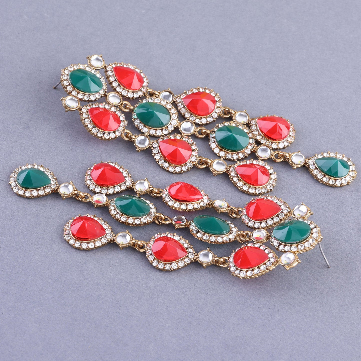 Red Green Tavleen Dangler Earring