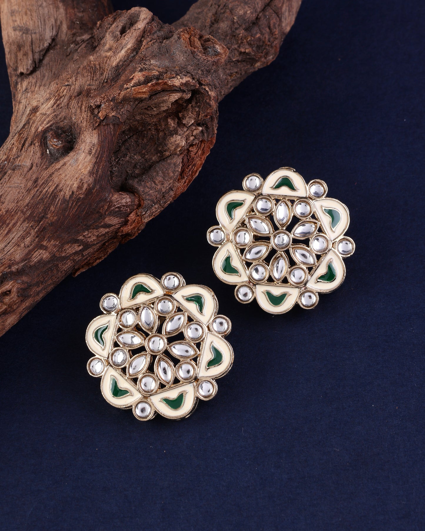 Green Kiva Meenakari Stud Earring