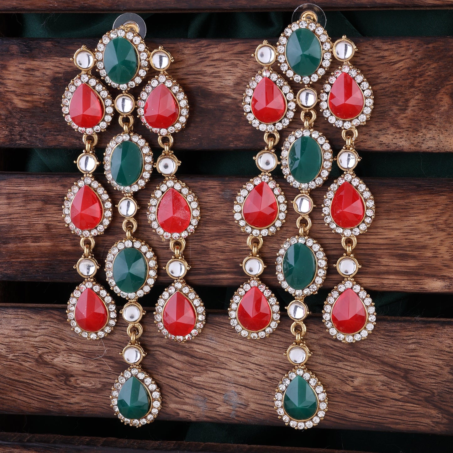 Red Green Tavleen Dangler Earring