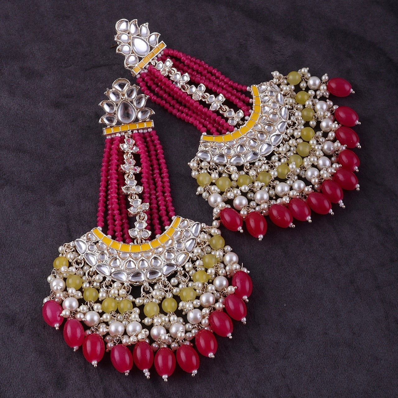 Pink Yellow Ishreet Chandbali