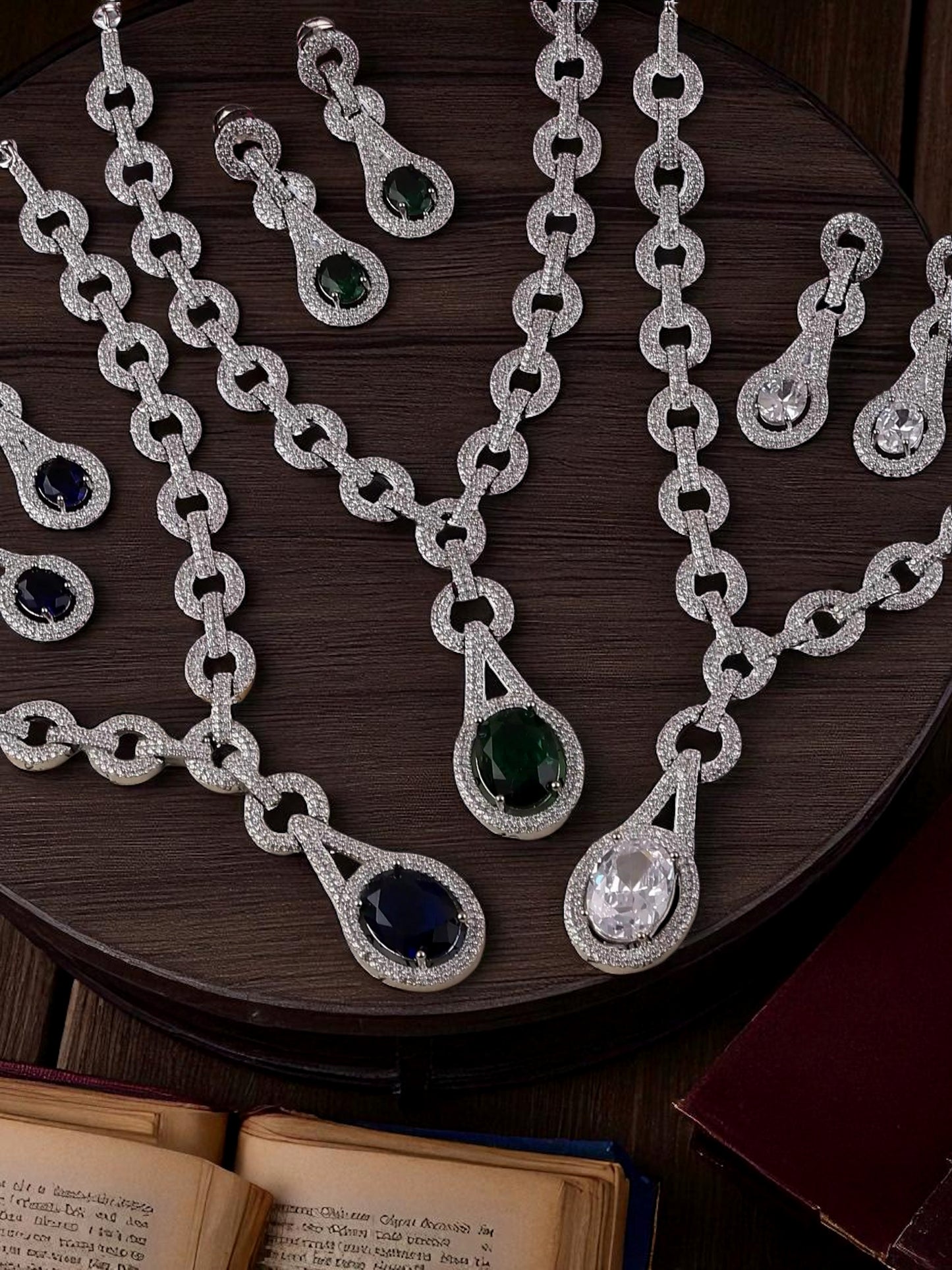 Blue Isabella American Diamond Necklace Set