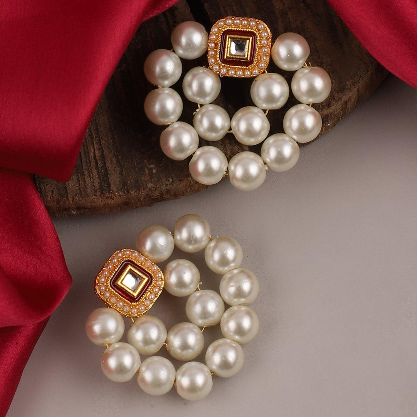 Ruby Meena Pearl Stud