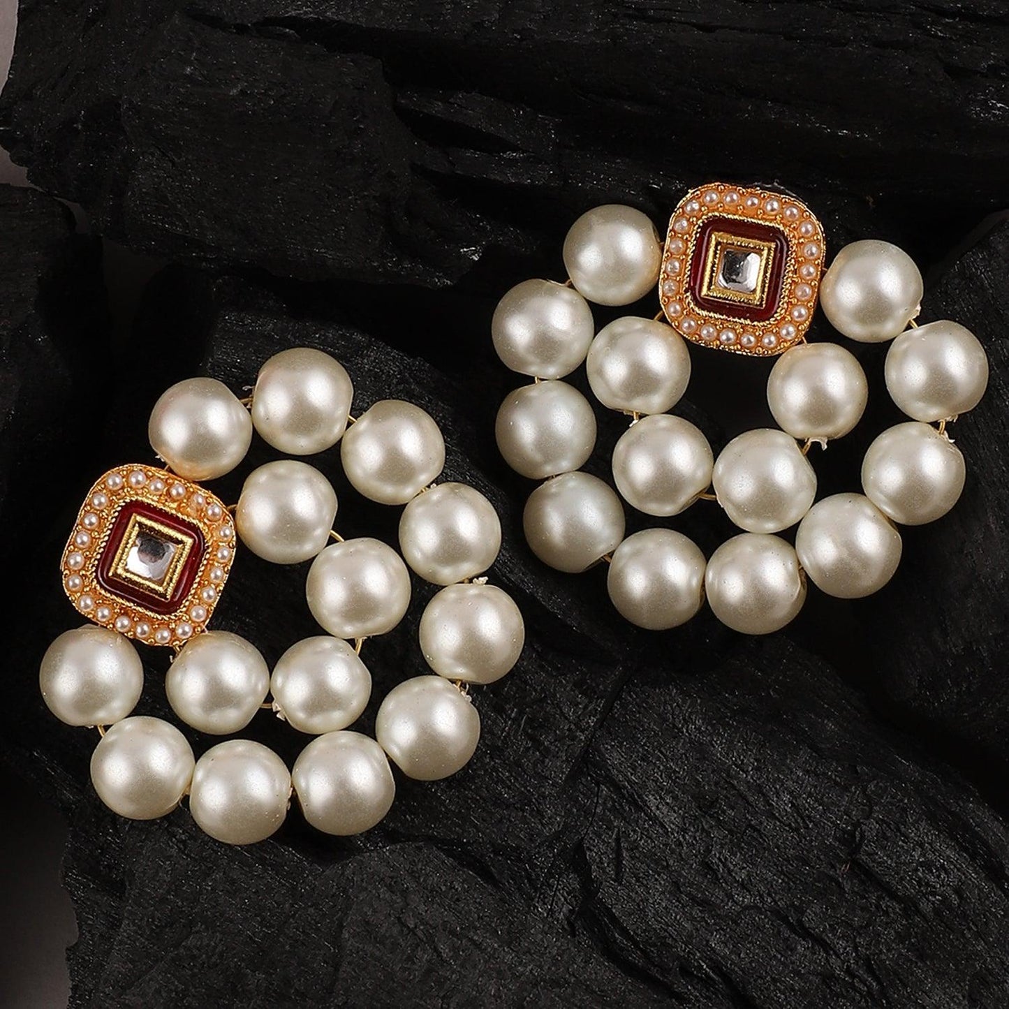 Ruby Meena Pearl Stud