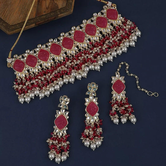 Pink Mirza Choker Set