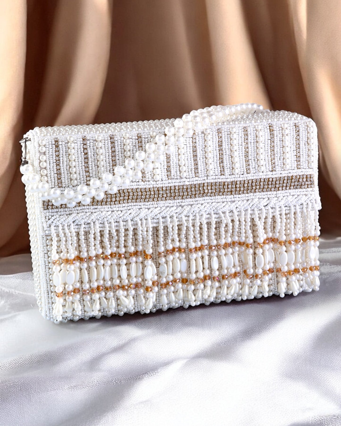 Taylor Pearl String Flap Clutch