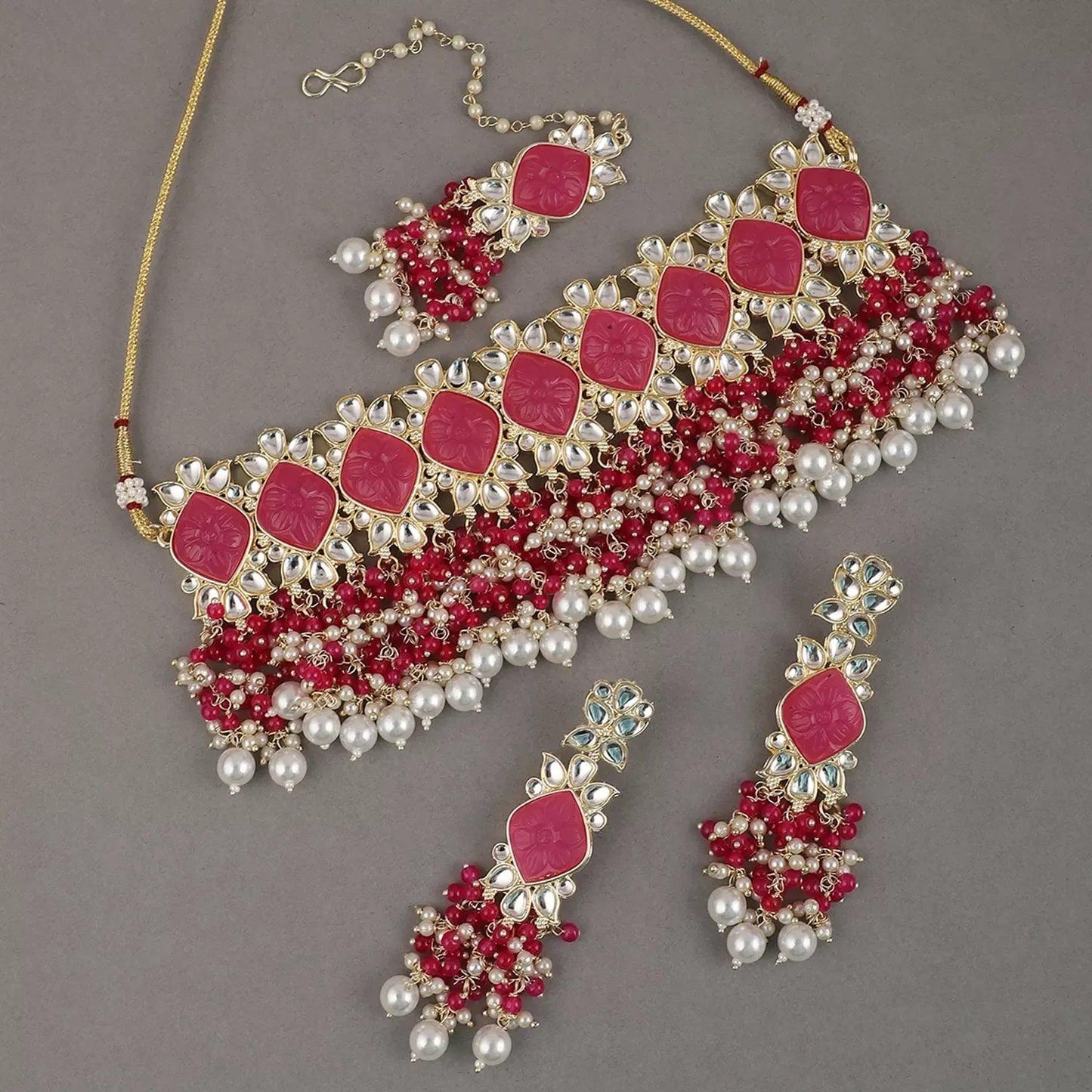 Pink Mirza Choker Set