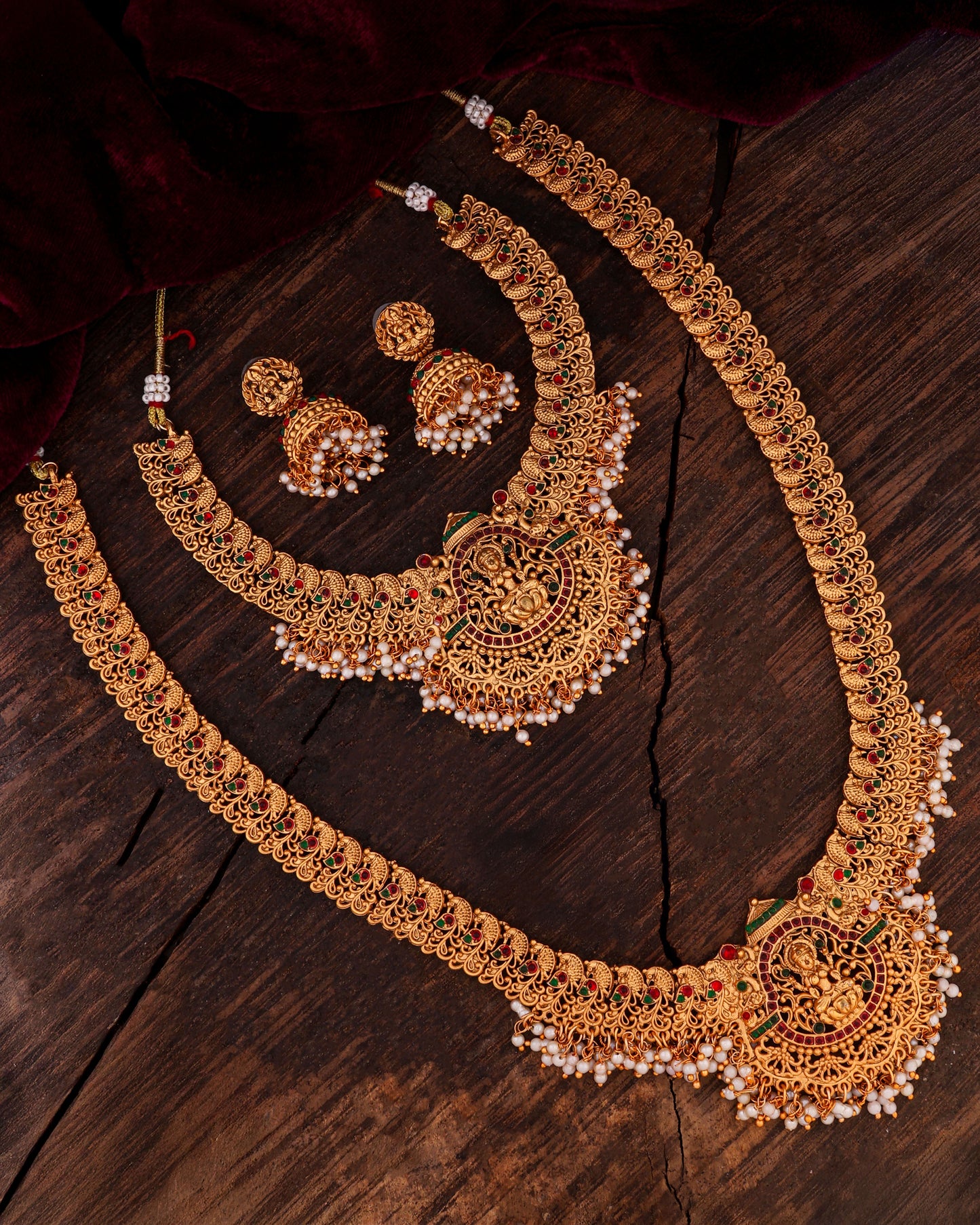 Chitra double layered rajwada necklace with earring