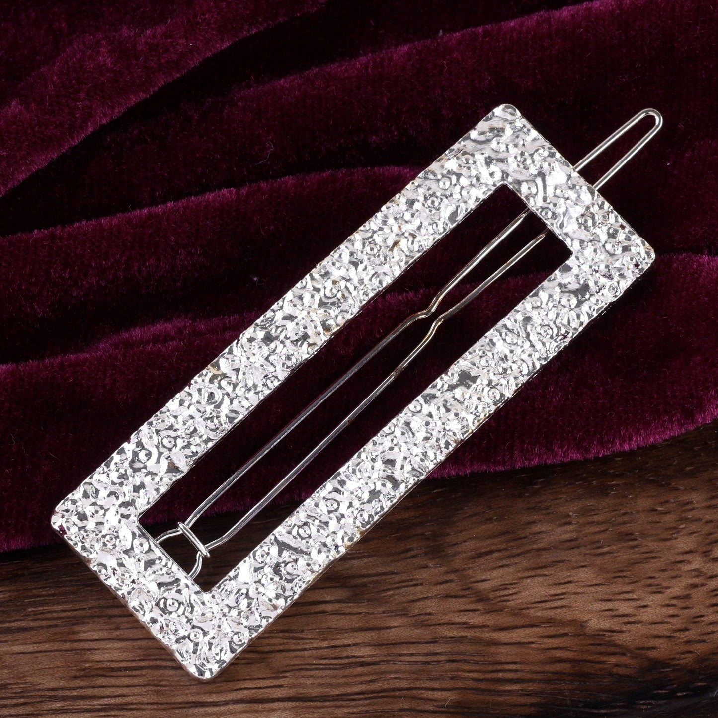 Silver Textured Hair Clip