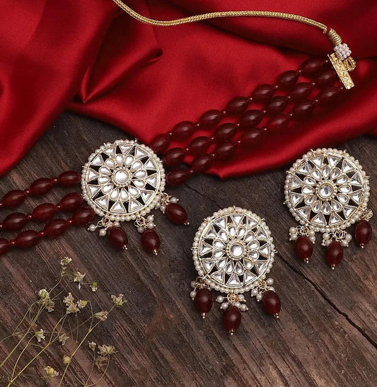 Maroon Arshi Choker Set