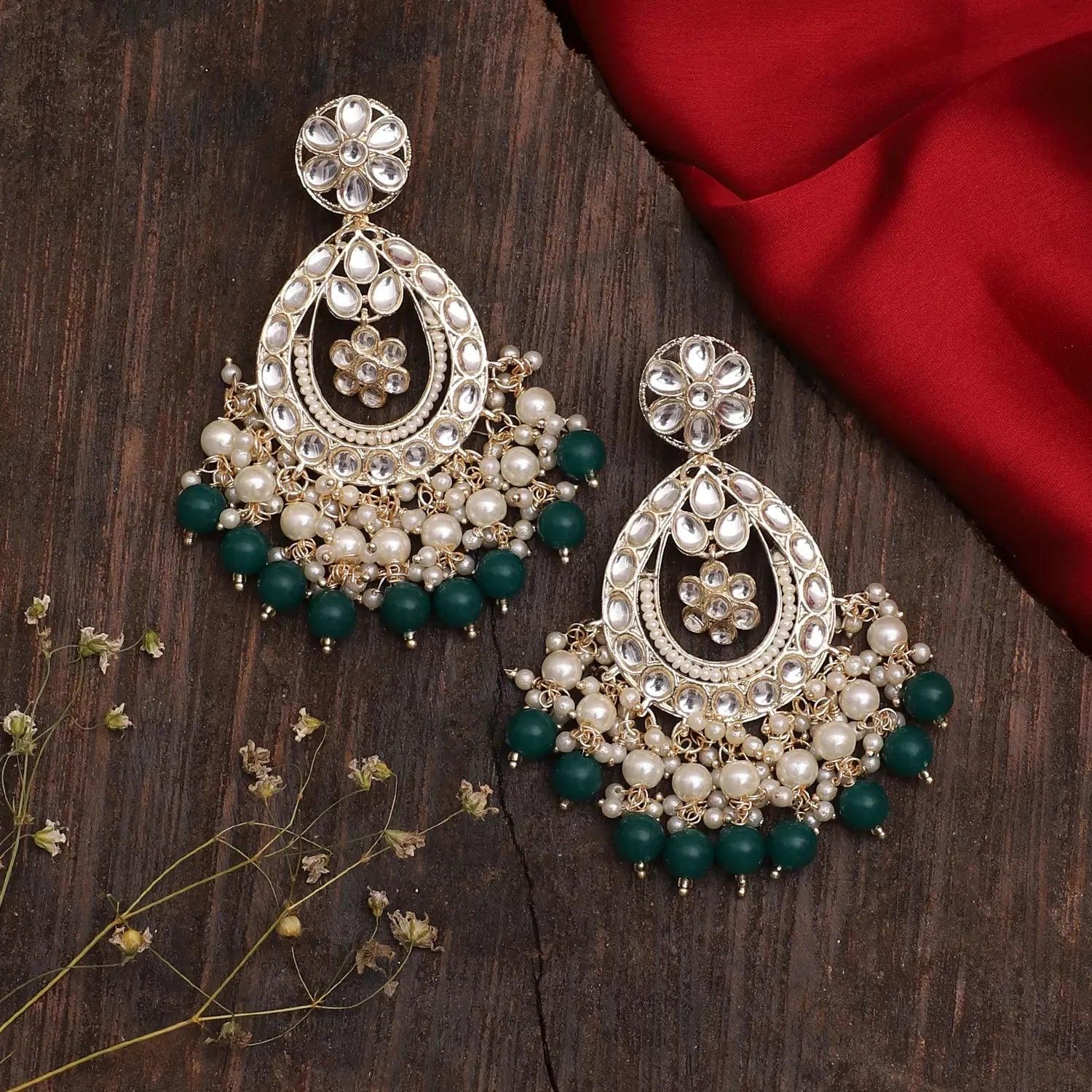 Dark Green Jiya Kundan Earring Shona s Style