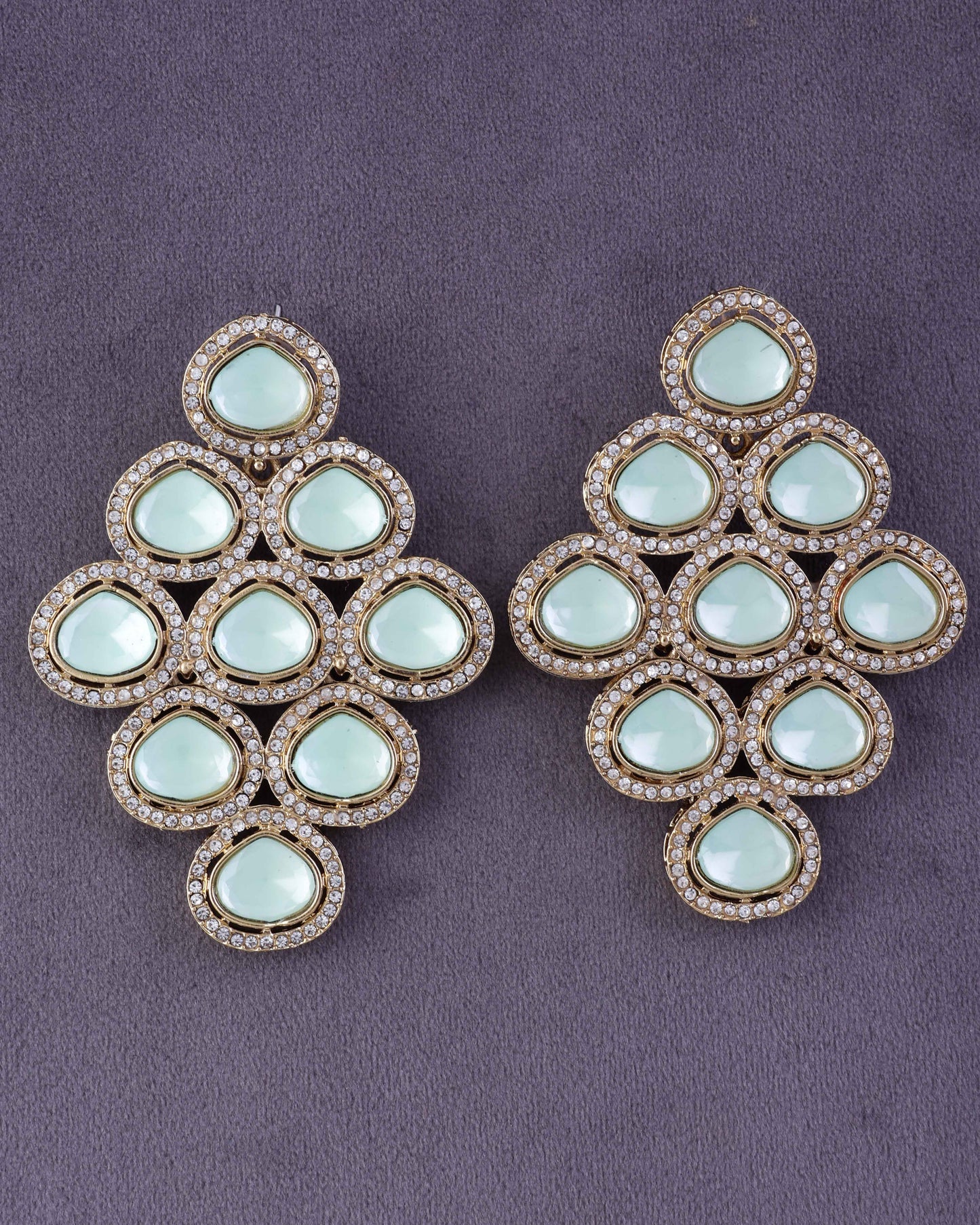 Mint Tvesha Premium Designer Zircone Polki Dupe Earring