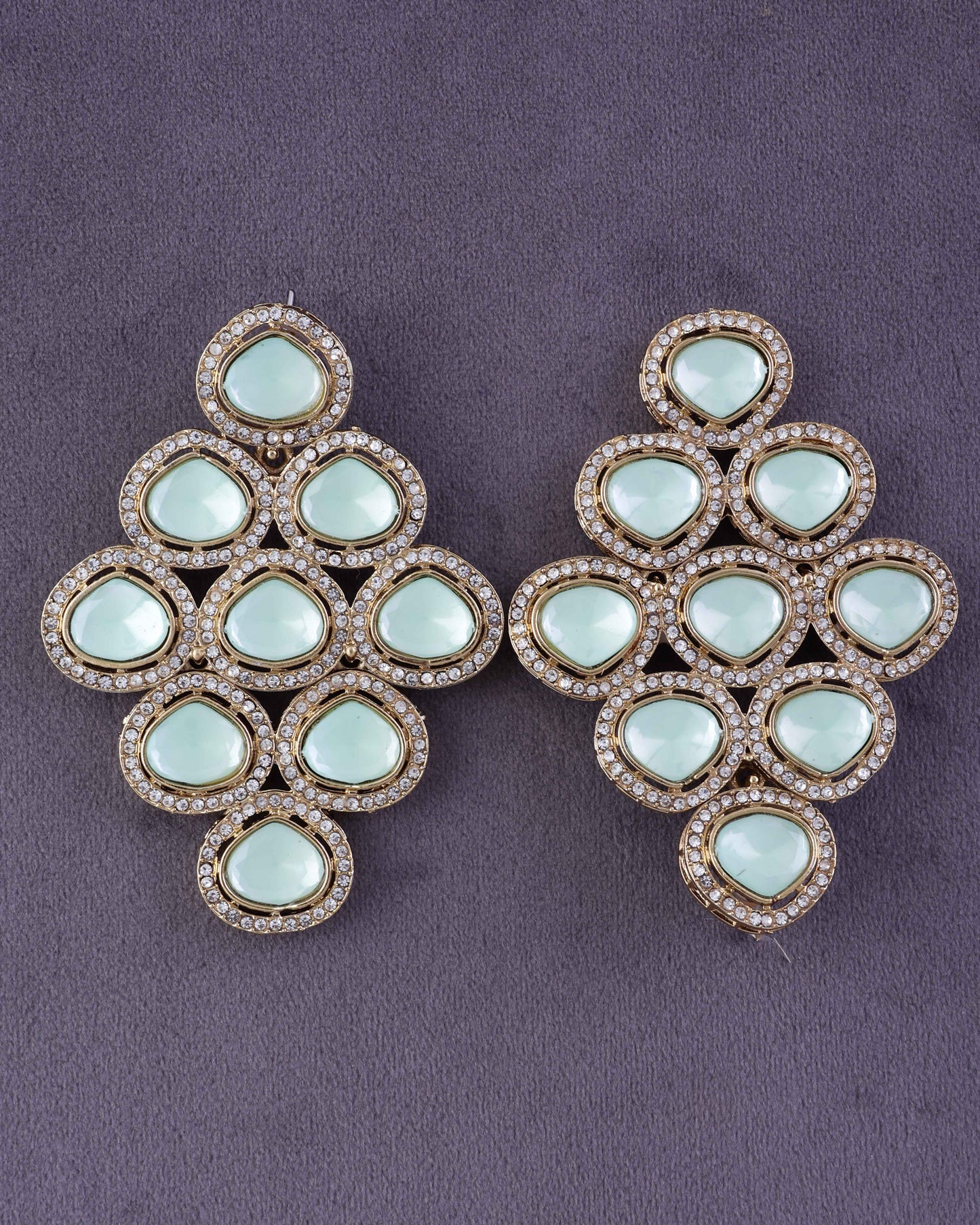 Mint Tvesha Premium Designer Zircone Polki Dupe Earring
