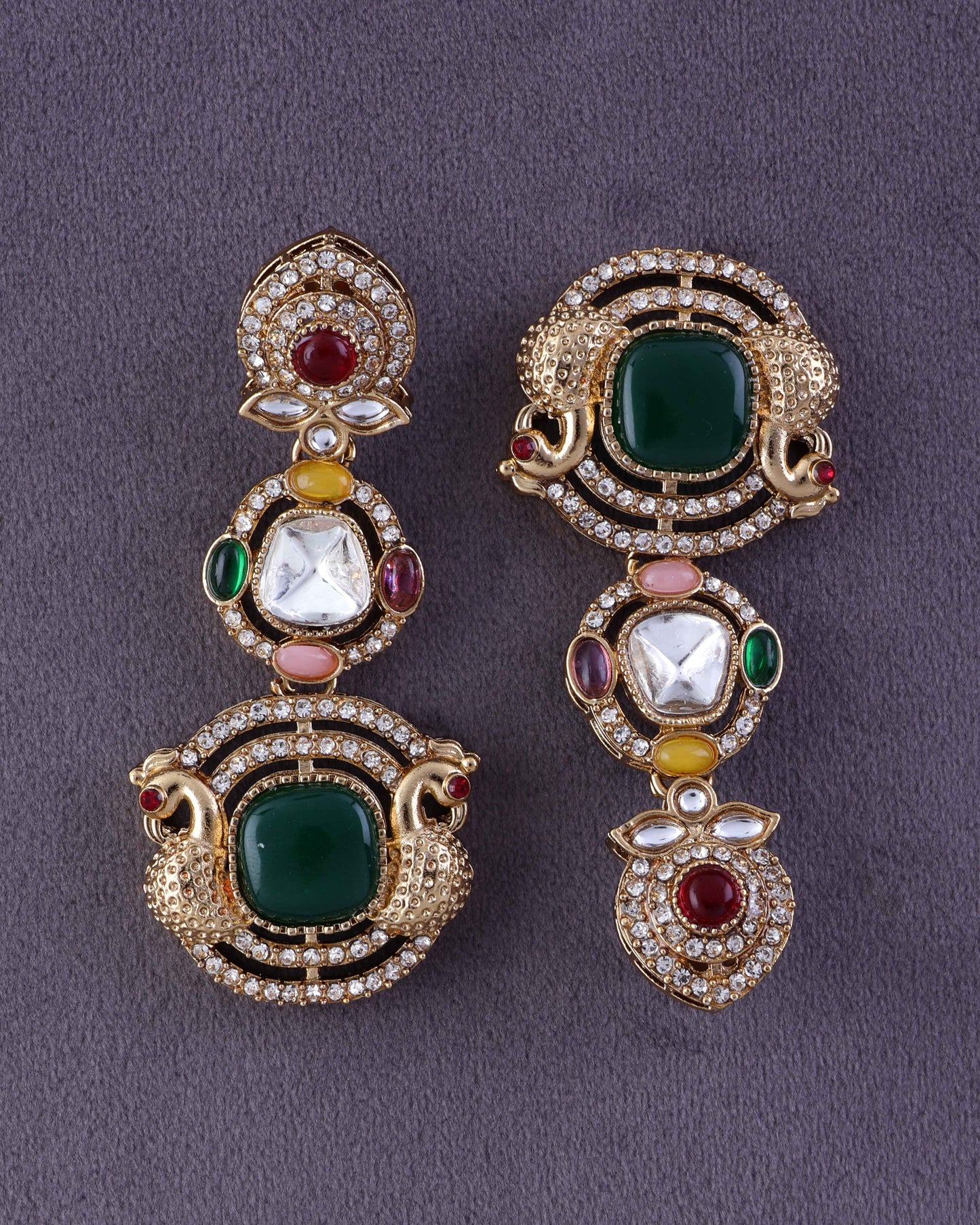 Emerald Sifat Premium Designer Zircone Polki Dupe Earring