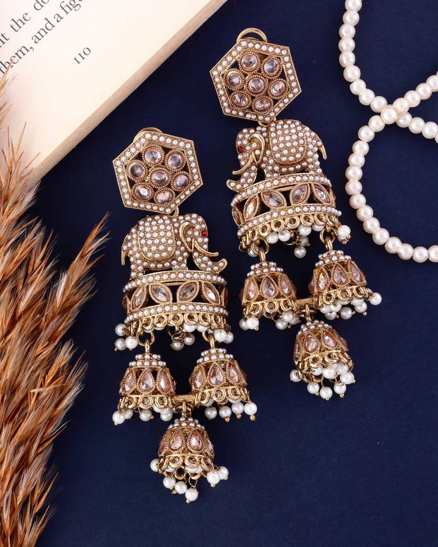 Pearl Airavya Designer Elephant Earring